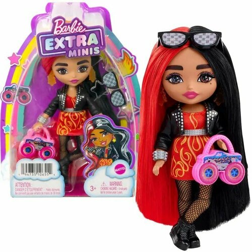 Кукла Mattel Barbie Экстра-мини с красно-чёрными волосами HKP88 кукла barbie extra minis барби экстра минис mini мини 8 2см hkp90