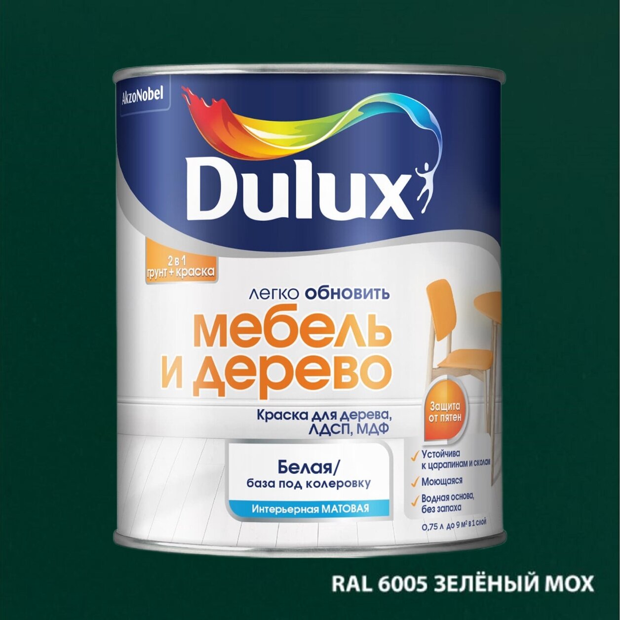 Dulux легко обновить Мебель и Дерево  0.75л Зеленый мох