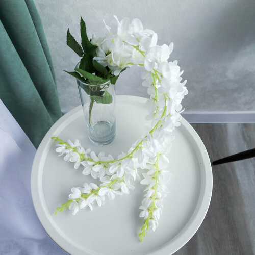Цветок искусственный Глициния 90 см белая 3 лозы 516₽