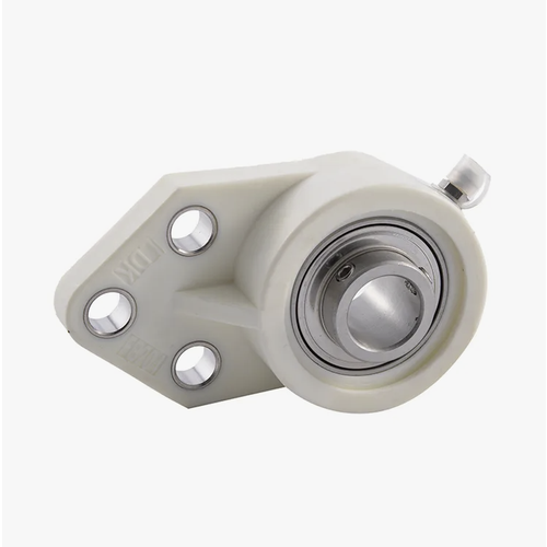 Трехболтовый фланцевый корпусной подшипниковый узел из термопластика SUCFB 206 PL Белый в комплекте с нерж. подшипником и крышкой SXM