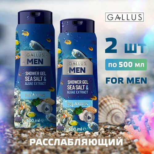 GALLUS Гель для душа FOR MEN расслабляющий парфюмированный, 1000 мл / Набор (2 шт по 500 мл)