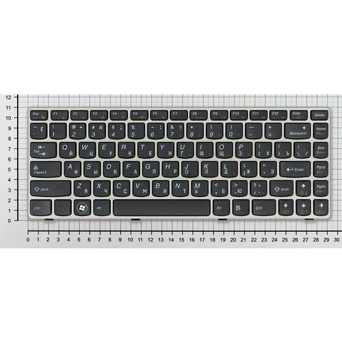 Клавиатура для ноутбука Lenovo IdeaPad Z360 черная с серебристой рамкой клавиатура для ноутбука lenovo ideapad z360 черная с серебристой рамкой