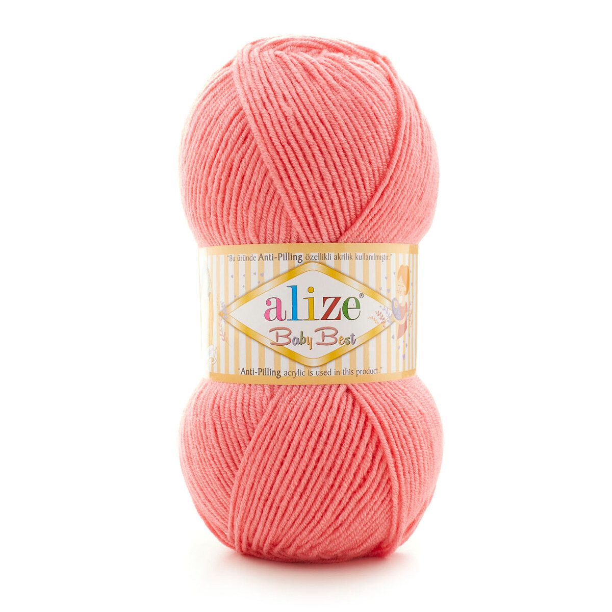 Пряжа для вязания ALIZE 'Baby Best', 100г, 240м (10% бамбук, 90% акрил) с эффектом Антипиллинг (170 розовый), 5 мотков