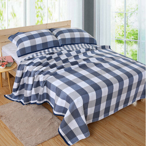 Покрывало хлопковое на кровать 150х200 Клетка
