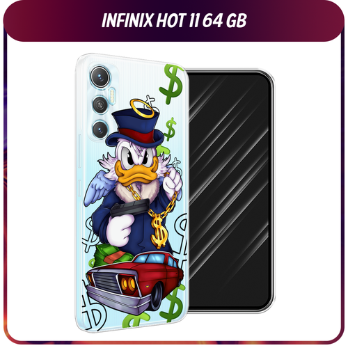 Силиконовый чехол на Infinix HOT 11 Helio G70 64 GB / Инфиникс Хот 11 Helio G70 64 GB Scrooge McDuck with a Gold Chain, прозрачный силиконовый чехол beautiful day vector на infinix hot 11 helio g70 64 gb инфиникс хот 11 helio g70 64 gb