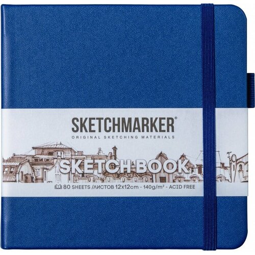 Sketchmarker 2314802SM Блокнот для зарисовок sketchmarker, 140 г/м2, 12*12 см, 80 л, твердая обложка, королевский синий вафельни пшеничные королевский хлеб сладкие 80 г