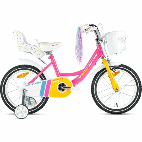 Велосипед Sitis Marie 16 2024 детский для девочек стальная рама с барабанными тормозами 1 скорость для роста 110-125 см цвет Pink 1498300₽