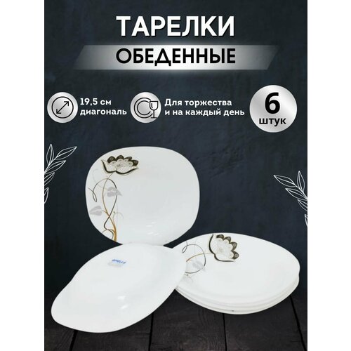 Обеденные тарелки набор 6 штук 19.5 см.