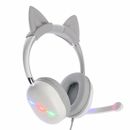 Наушники AKZ D52 проводные полноразмерные микрофон накладные уши RGB 175 м белые 1705₽