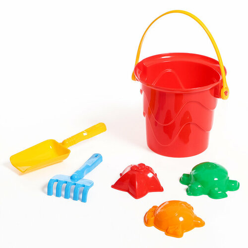 Green Plast Набор песочный: ведро, 3 формочки, лопатка, грабли