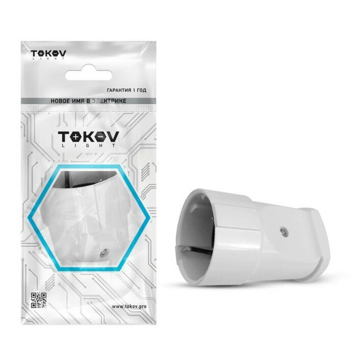 TOKOV ELECTRIC Розетка переносная TOKOV ELECTRIC, 16А, 250В, с з/к, белая, TKL-STZ-C01