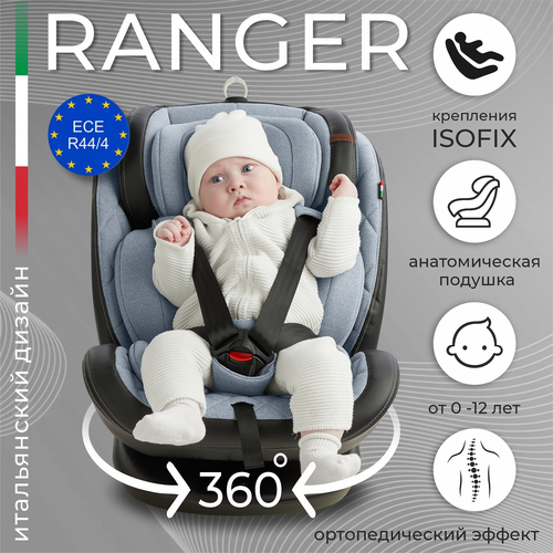 автокресло поворотное группа 0123 0 36 sweet baby ranger 360 isofix burgundy Автокресло поворотное группа 0123 (0-36) Sweet Baby Ranger 360 Isofix Gray