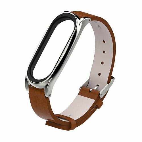 Ремешок кожаный для фитнес трекера Xiaomi Mi Band 5Mi Band 6 коричневый 126₽