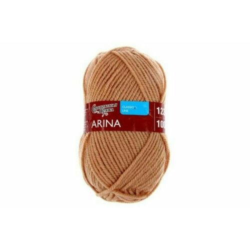 Пряжа Семеновская Arina Wool АринаЧШ, 95% шерсть 5% акрил, песочнный 0028, 1 шт*100гр/123м
