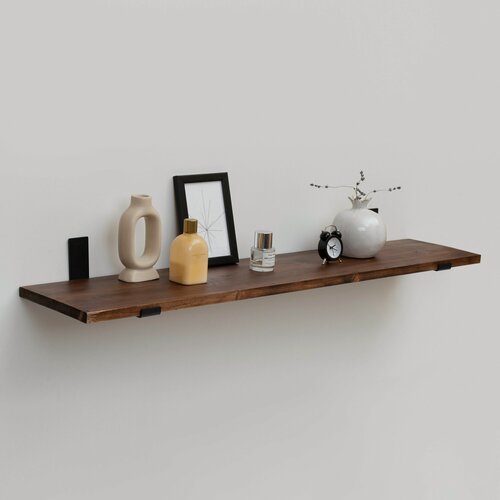 Изображение товара Полка из дерева Дуб Темный 190х20 см настенная лофт с обжигом без кронштейна