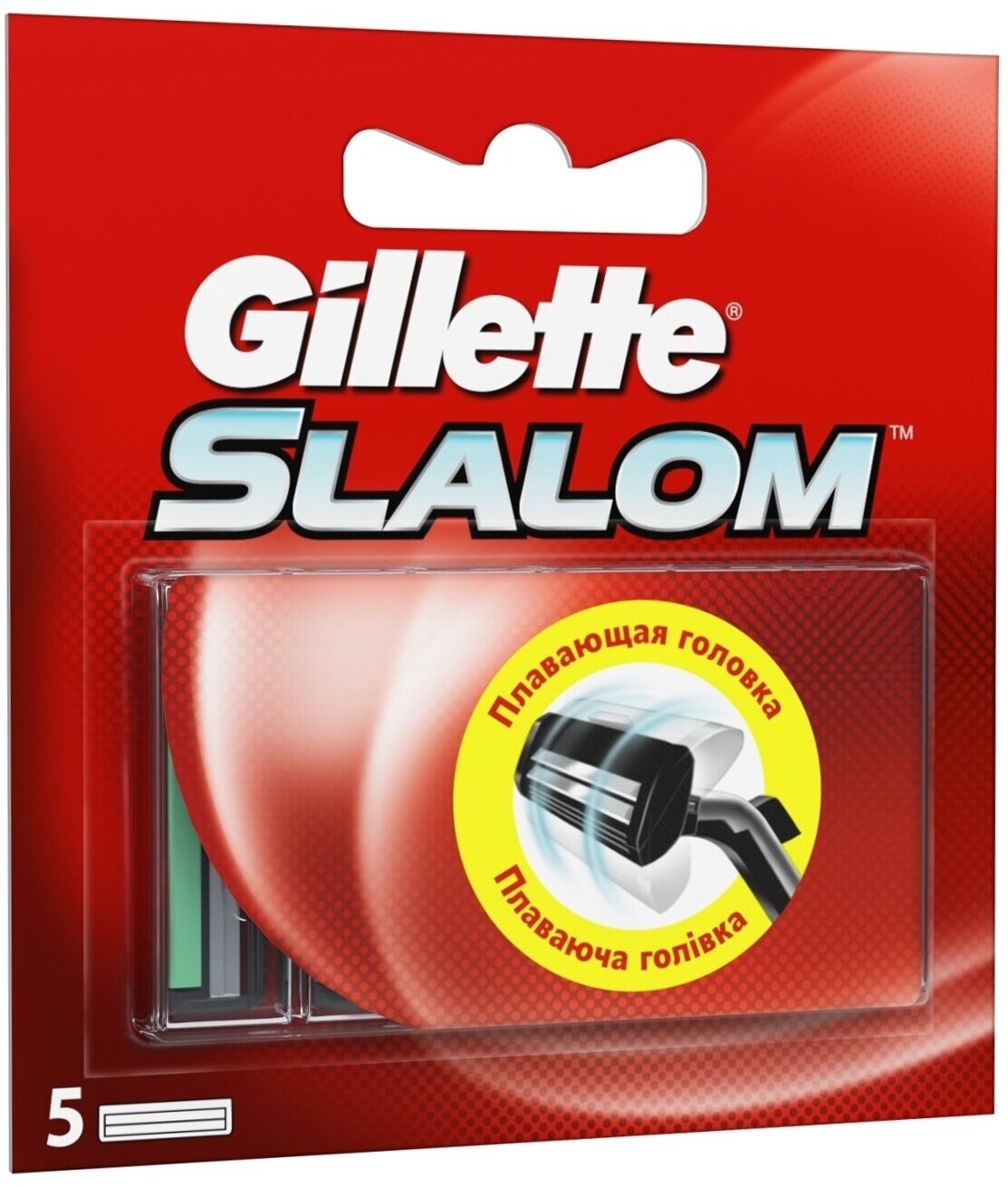 Сменные кассеты Gillette Slalom, для бритья, красный, 5 штук — фото 1