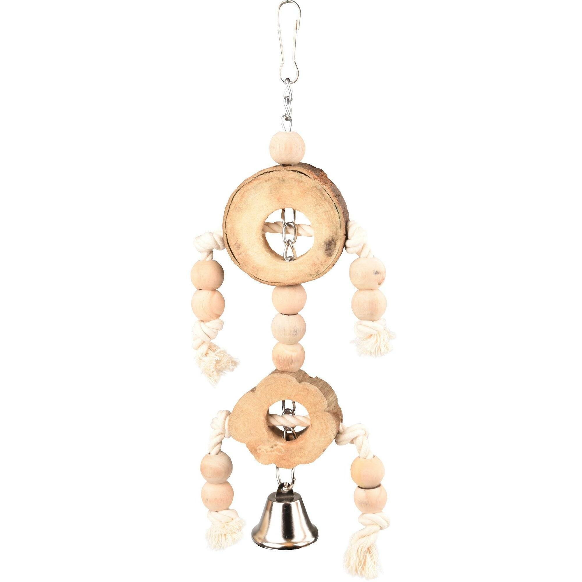 Игрушка для птиц 37 см деревянная с колокольчиком Flamingo