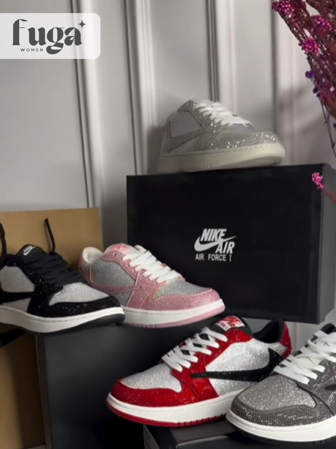 Кроссовки  Air Force 1, полнота M (US)/ на среднюю стопу, размер 36, Красный/Crimson Bliss/Aluminum/Черный — фото 1