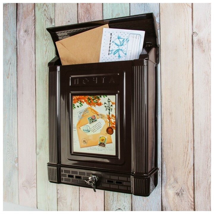 Ящик почтовый, пластиковый, «Декор», с замком, коричневый - фотография № 7