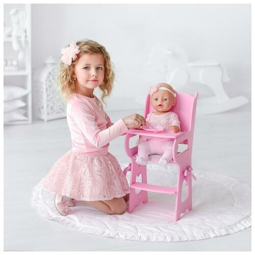 Мега тойс Игрушка детская: столик для кормления с мягким сидением, коллекция "Diamond princess" розовый