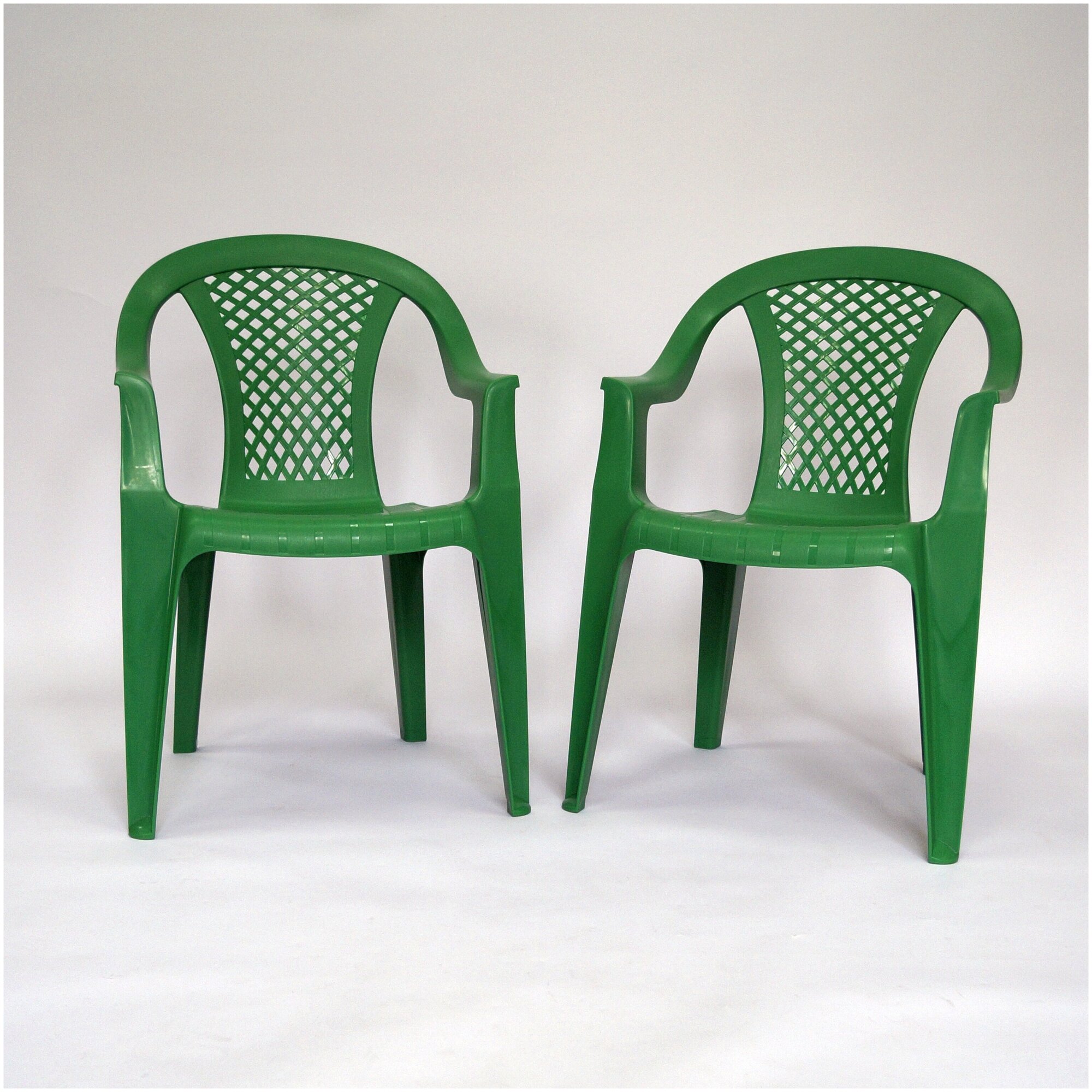 Садовые пластиковые кресла стулья для дачи Фабио, Зеленый, 2 шт - фотография № 1