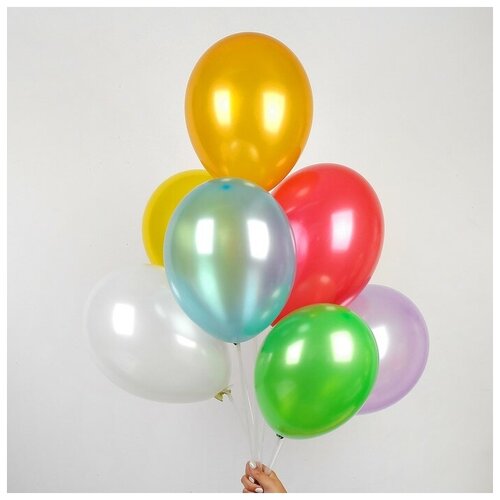 фото Шар латексный 12", металл, набор 100 шт., цвета микс globos festival