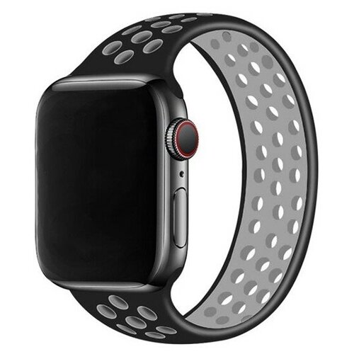 Ремешок-браслет силиконовый перфорированный Solo Loop для Apple Watch 42/44/45/49 мм, L(155мм), черный+серый (7)