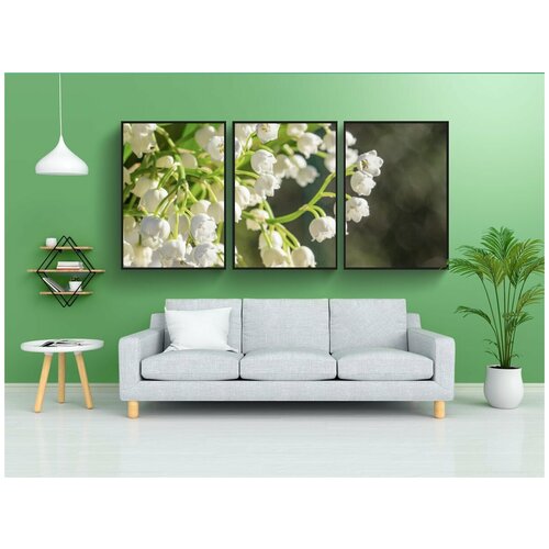 фото Набор модулных постеров для интерьера "ландыш, ваза, страус" 60x90 см. в тубусе, без рамки lotsprints