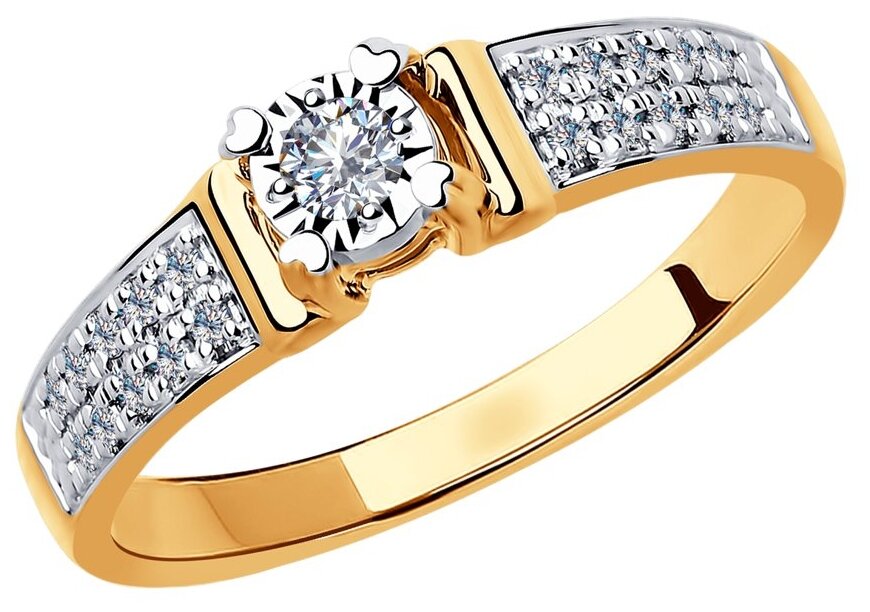 Кольцо помолвочное SOKOLOV, красное золото, 585 проба, бриллиант