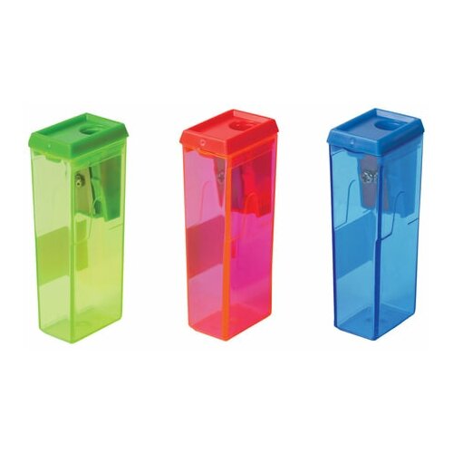 фото Точилка ручная пластиковая beifa (1 отверстие, с контейнером, прямоугольная) 24шт. (aps112)
