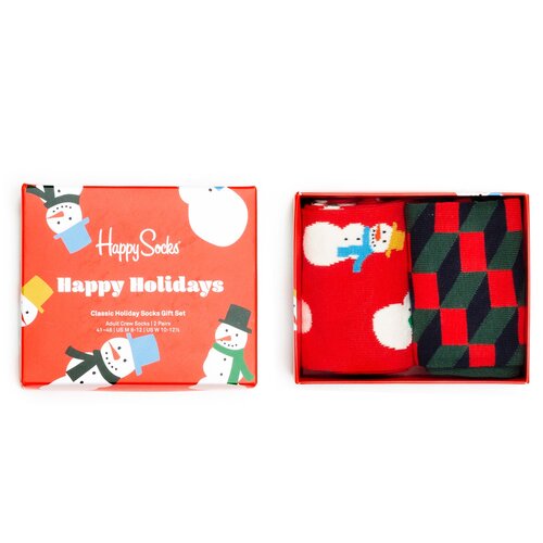 Комплект из двух пар носков в новогодней тематике Happy Socks 2 Pair Pack - Snowman 41-46