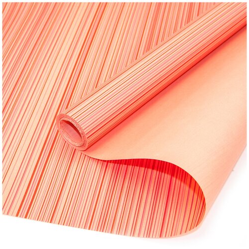 фото Упаковочная бумага, крафт (0,5*8,23 м) многоцветные полоски, персиковый/красный, 1 шт. дон баллон