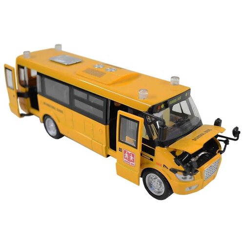 Автобус металлический SCHOOL BUS со звуком и светом Цвет Жёлтый DK TOYS 671D