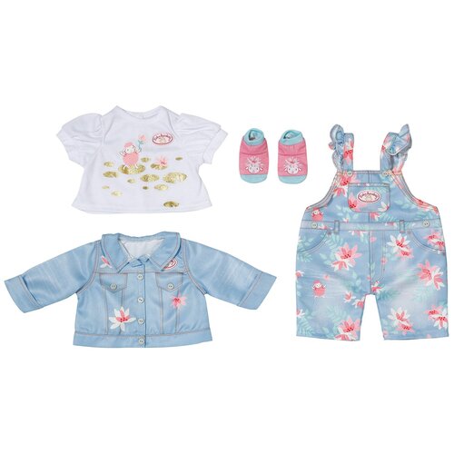 Zapf Creation Комплект одежды для куклы Baby Annabell Active Deluxe Jeans 706268 голубой/белый zapf creation комплект одежды для куклы baby annabell 701157 коричневый