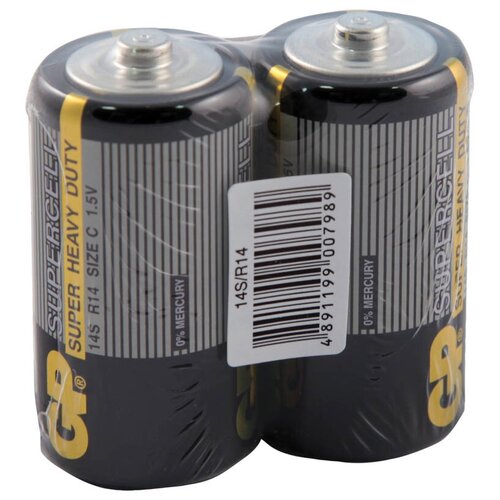 energy батарейка солевая r14 c 2 шт 9 уп Батарейка GP Supercell Super Heavy Duty 14S R14 C, в упаковке: 2 шт.