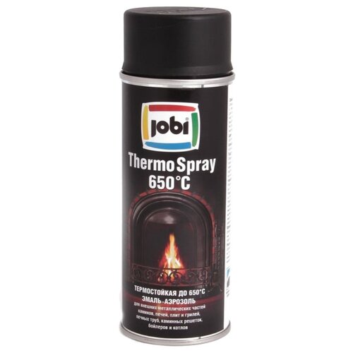 Эмаль Jobi термостойкая до 650°C, черный, полуматовая, 400 мл