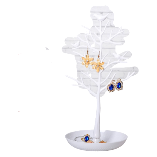 фото Queen fair подставка для украшений "птички на дереве", 15,5*15,5*32 см, цвет белый