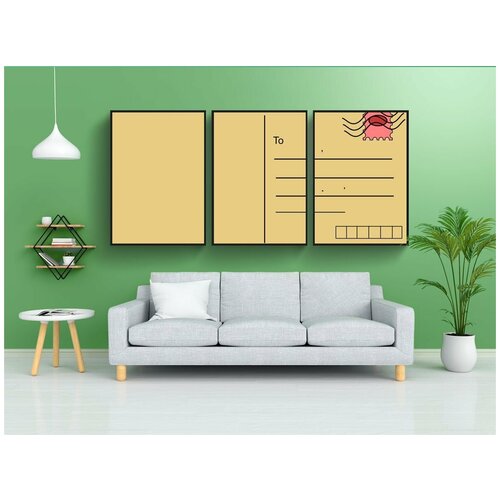 фото Набор модулных постеров для интерьера "почта, сообщение, письмо" 60x90 см. в тубусе, без рамки lotsprints