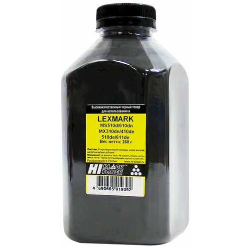 Тонер Hi-Black для Lexmark MS510d/610dn, MX310dn/410de/510de/611de, Bk, 260 г, банка тонер hi black для lexmark ms510d 610dn mx310dn 410de 510de 611de bk 260 г банка