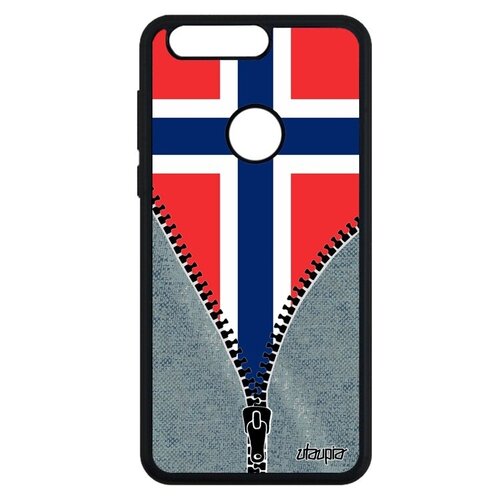 фото Противоударный чехол на телефон // honor 8 // "флаг норвегии на молнии" путешествие государственный, utaupia, серый