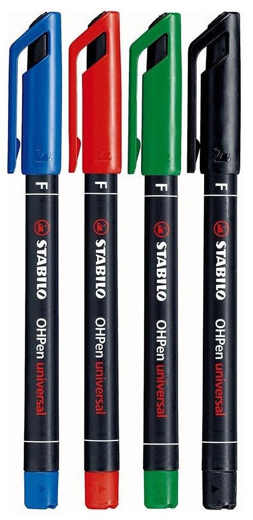 Маркер-ручка перманентный OHPen universal 0,7мм, 4 цвета в наборе