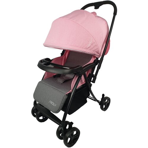 Коляска-книжка прогулочная STROLLY с утепленным мешком для ног, розовая