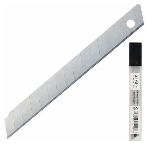 Запасные лезвия Staff для канцелярского ножа, ширина 9мм, толщина 0,38мм, 10шт. (235465), 10 уп.
