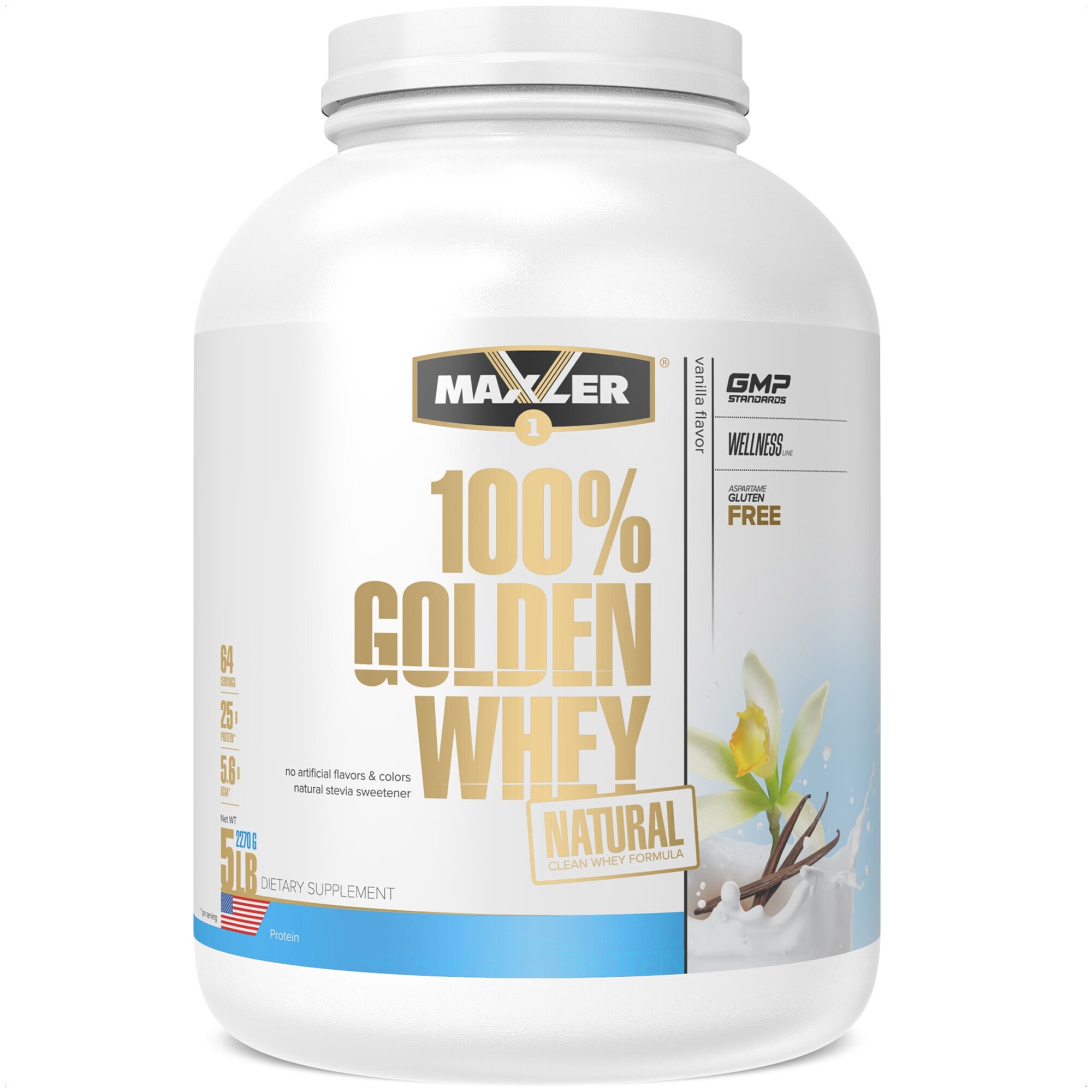 Maxler 100% Golden Whey Natural 2270 гр 5 lb (Maxler) Ваниль