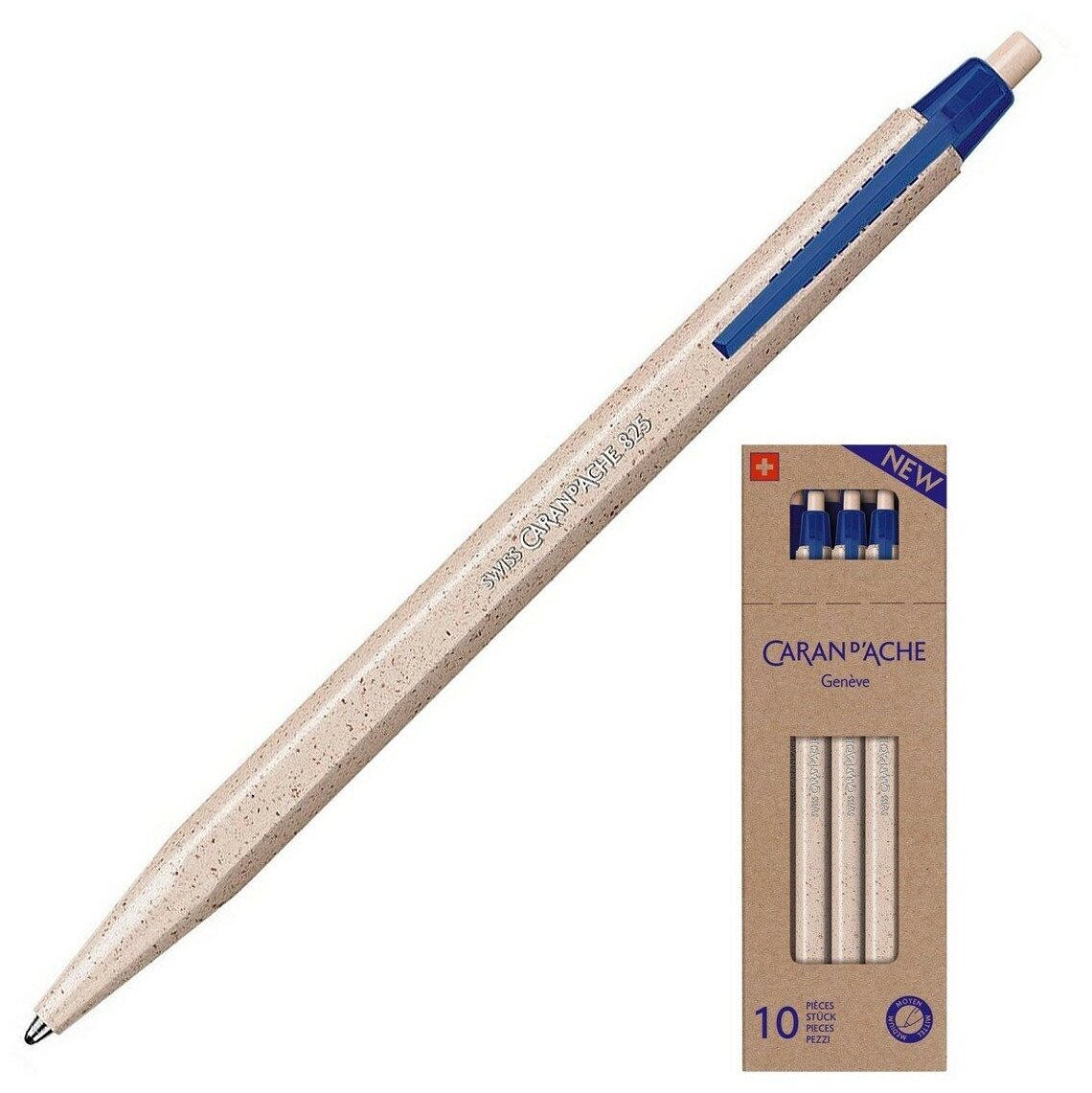 Ручка шариков. Carandache Office 825 Wood Chips (825.162) M d=1мм син. черн. кор.карт. шестигр. (10 шт. в упаковке)