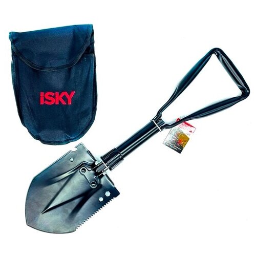 iSky Лопата саперная iSky (24-58 см), металлическая, складная, черная, в чехле
