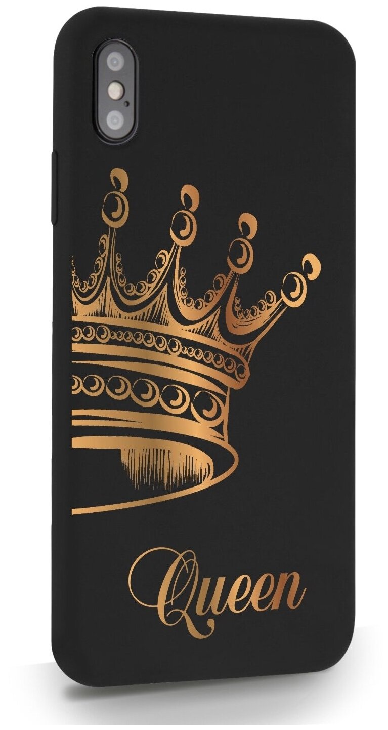 Черный силиконовый чехол MustHaveCase для iPhone XS Max Парный чехол корона Queen для Айфон 10С Макс