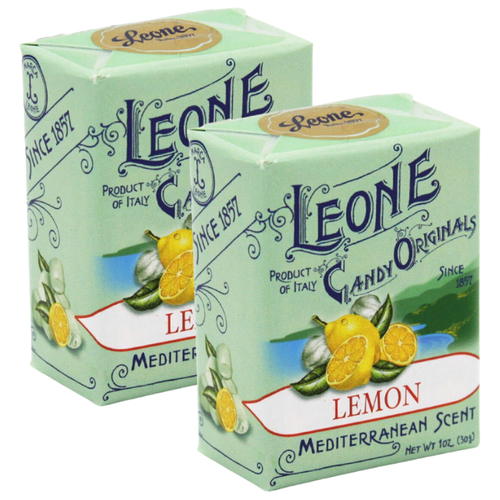 Сахарные конфеты / освежающие пастилки Leone лимонные (2 упаковки по 30 г), Италия