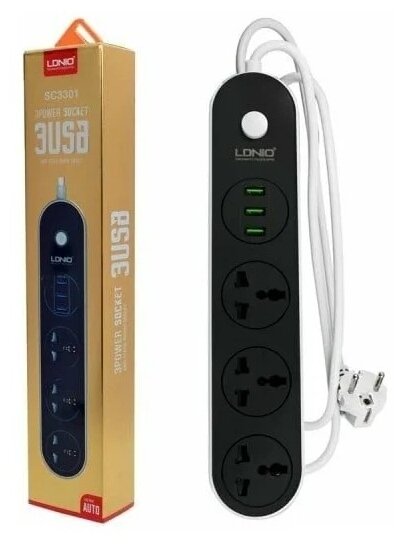 Сетевой фильтр Ldnio Power Socket 3 розетки 3 USB (SE3301) - фотография № 1