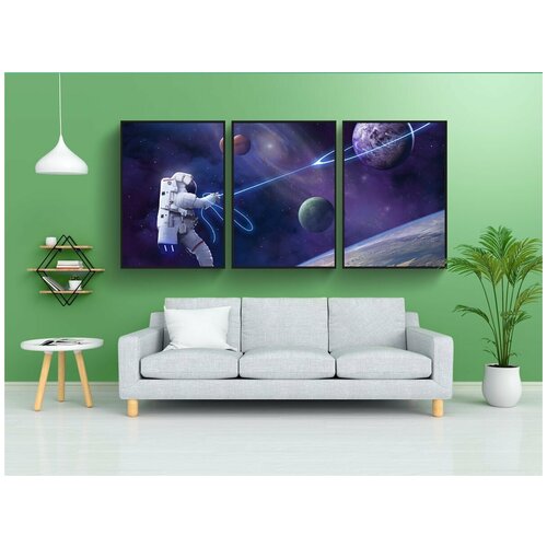 фото Набор модулных постеров для интерьера "космонавт, пространство, планеты" 60x90 см. в тубусе, без рамки lotsprints